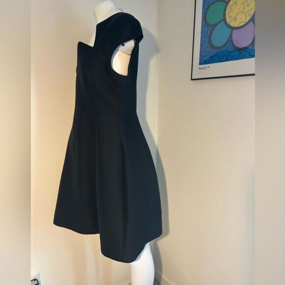 Halston Heritage Black A-line Mini Dress Size 10 - Picture 3 of 11